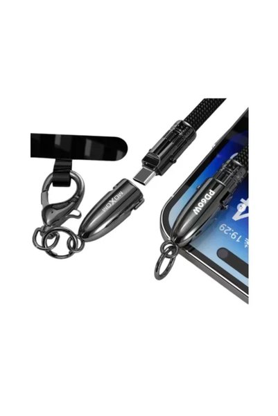 OEM Λουράκι λαιμού - καλώδιο 2 σε 1 Type-C to Type-C Moxom MX-CB294 σε μαύρο ...