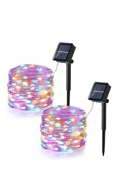 Generic Instalație LED Solară cu Sârmă de Cupru, 300 LED, 30m, Multicolor, Im...