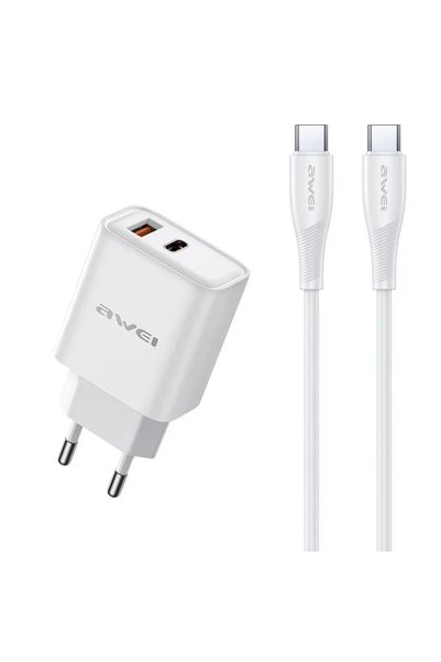 AWEI Φορτιστής με θύρα USB-A και θύρα USB-C και καλώδιο Type-c 22.5W Power De...