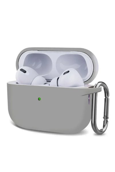 Apple Θήκη σιλικόνης με γάντζο για Airpods Pro 2nd Gen ανοιχτό σε γκρι χρώμα