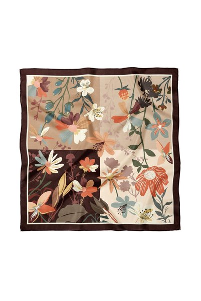 Sultan İpek Floral Patterned Scarf / Bandana 90X90Cm