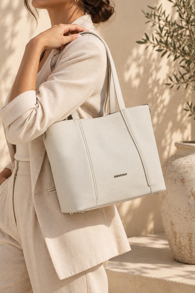 Just Polo White Women's Hand and Shoulder Bag New Season 24 X 33 cm