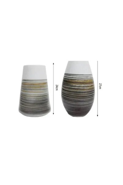 OEM Επιτραπέζια διακοσμητικά βάζα 24+27 εκ. 80989 λευκό/χρυσό