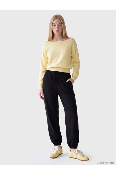 LC Waikiki XSIDE Μαύρο γυναικείο παντελόνι jogger με ελαστική μέση – με τη δι...