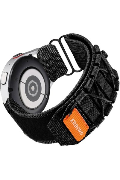 ERBORD Curea din nailon Runner pentru Samsung Galaxy Watch 4/5/6/7, Negru
