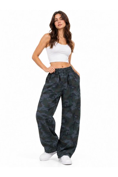 TENA Women's Anthracite 8272 Camouflage Trousers with Elastic Waist