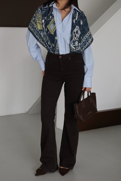 LACARINO Flare Cut Denim Pants