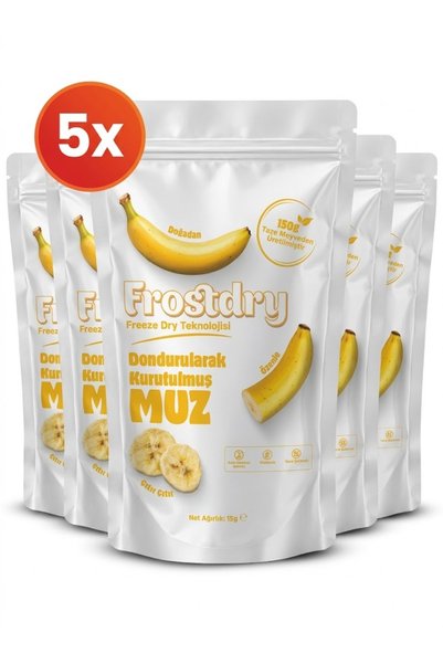 Frostdry Dondurularak kurutulmuş muz - Freeze dried muz cips 15Gram 5'lİ