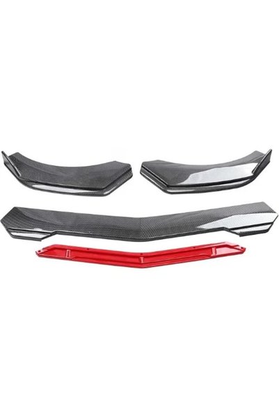 OEM Σετ 5 τεμάχια Universal μπροστινό χείλος σπόιλερ Carbon / σε κόκκινο χρώμα