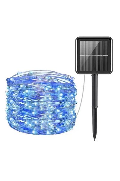 OEM Χριστουγεννιάτικα Ηλιακά Λαμπάκια 100LED 12m με Μπλε Φωτισμό