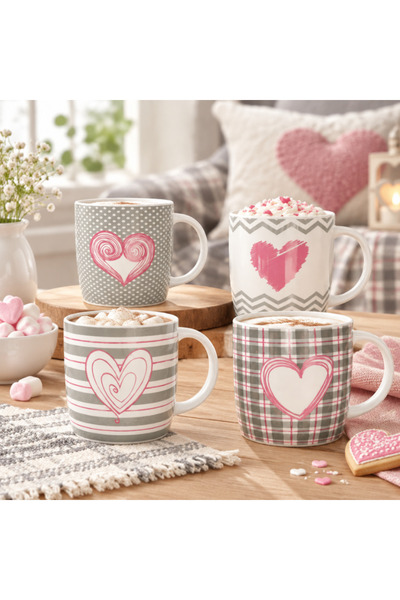 idei Gray-white ceramic mug with Printed , volume 380ml, gift for your loved ...