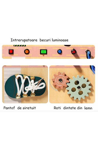 Generic Brand Geantă Montessori din lemn cu activități, lumini, calendar și tablă magnetică, pliabilă