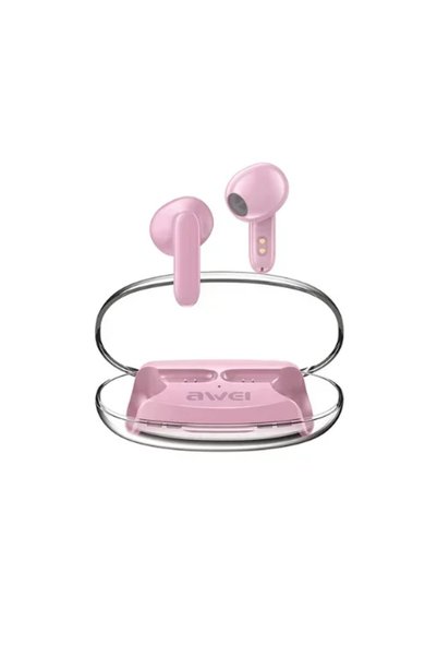 AWEI Ασύρματα ακουστικά Bluetooth με θήκη φόρτισης T85 ENC σε ροζ χρώμα