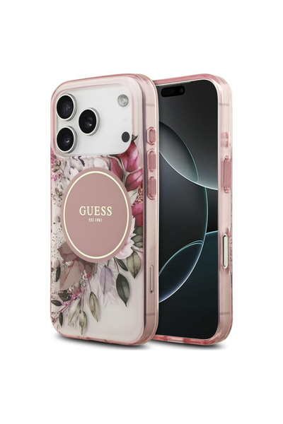 Guess Θήκη για iPhone 17/18 Pro Max IML Λουλούδι & Τονισμένος Κύκλος MagSafe,...