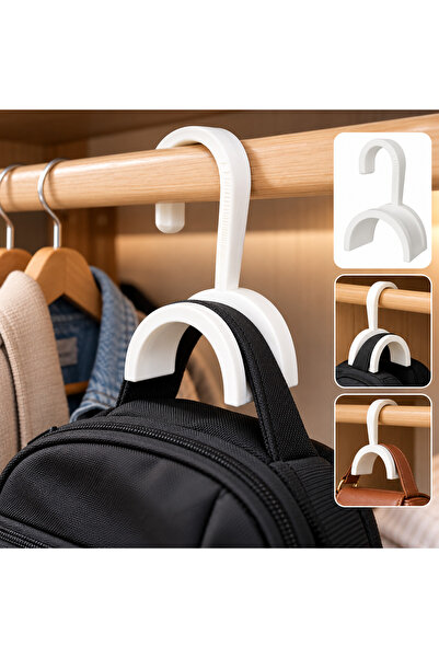 PİYATECH 2-Pack In-Closet Bag Hanger – Wardrobe Organizer, Bag and Backpack Hanging Bracket, Practical Hanger Set (Black)