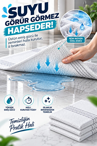 grimorlife 2 Li Büyük Boy Yer Silme Bezi 50x60 cm – Mandal Mop Uyumlu, Kolay Sıkılabilir Mikrofiber Temizlik Bezi