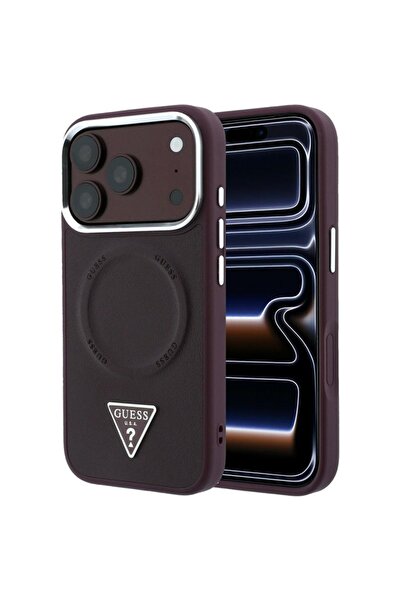 Guess iPhone 17/18 Pro Max Θήκη MagSafe με Τριγωνικό Λογότυπο, Μπορντό