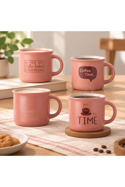 idei Ceramic mug with coffee themed text, volume 380ml, simple modern design,...