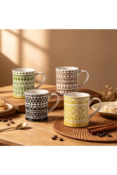 idei Glossy ceramic mug with Printed , volume 360ml, boho design, mug for tea...