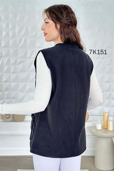 İnce Topuk Fleece Vest with Front Pockets 7K151