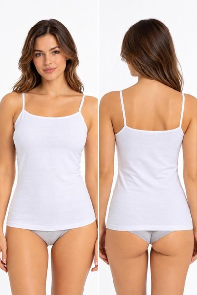 trendybee Women's Rope Strap White Undershirt 6-Piece Pack in Special Box Cotton Soft Textured Daily Underwear Size m