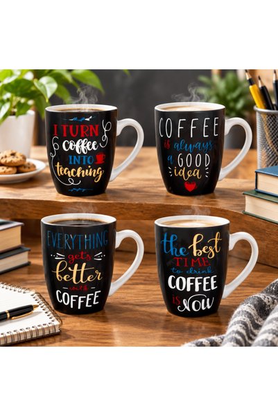 idei Ceramic mug with coffee themed text print, volume 450ml, modern artistic...