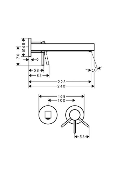 Vivis Robinet pentru lavoar încastrat FINORIS 225 mm, Crom