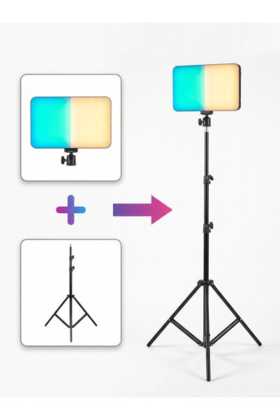 Primo Plus طقم إضاءة حلقية RGB مع إضاءة متعددة الألوان، حامل ثلاثي القوائم قا...