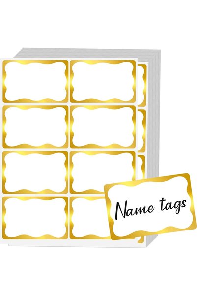 Generic 200 Pcs Gold Foil Name Tag Stickers, 2"x3" Self-Adhesive Name Badge L...