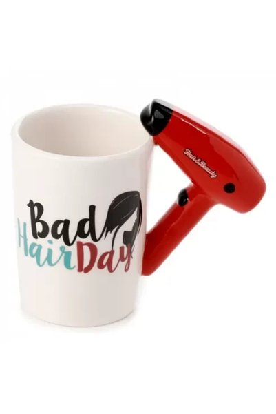 OEM 3D κεραμική κούπα 400ml με λαβή πιστολάκι Bad Hair Day
