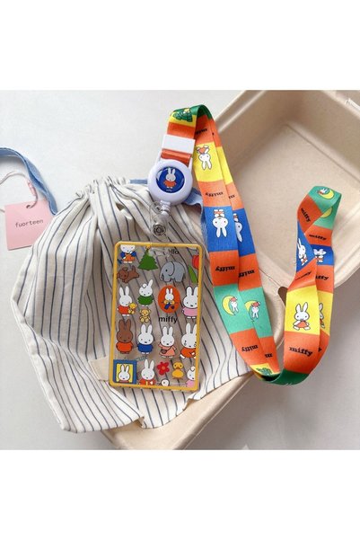 Choice MF-KT-XIAOXIANG Kawaii Miffy Rabbit Lanyard ID Badge Holder Retractabl...