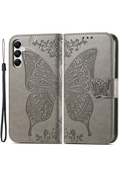XGSM Husă tip carte pentru Samsung Galaxy A05s, Fluture, gri