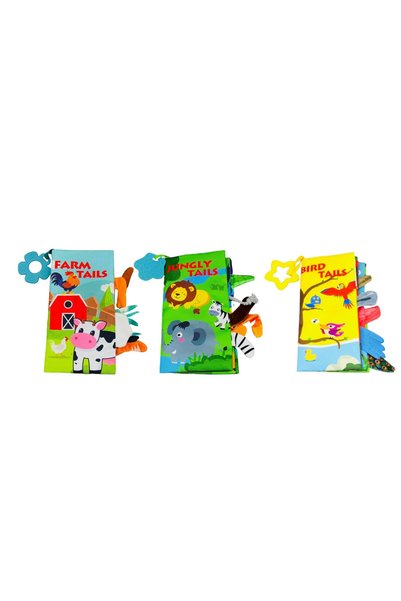 OEM Set de 3 cărți senzoriale pentru bebeluși, foșnitoare, cu animale colorat...