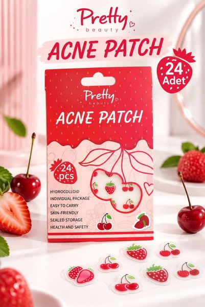 Pretty Beauty Meyve Desenli Bandı Akne Patch Hidrokolloid Yüz Bandı 24 Adet Ç...