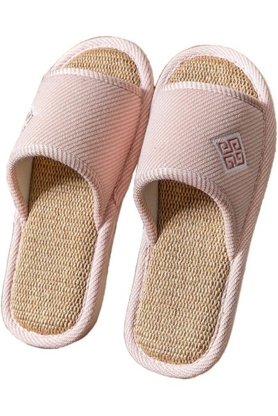 Generic Linen Open-Toe Slide Slippers for Women, Non-Slip Indoor Outdoor Hous...