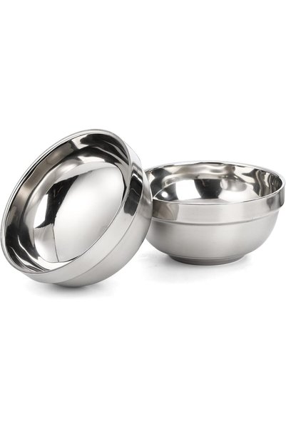 Generic Steel Bowls, Set of 2 Lightweight Metal Bowls, 5 inches 15 Ounce, Dur...