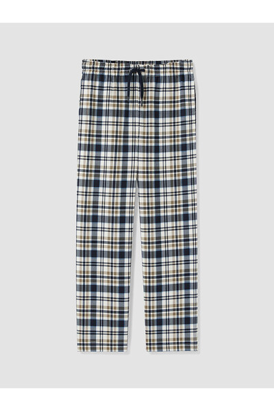 LC Waikiki Nevavm Beige with Difference 2 Thread Plaid Men's Pajama Bottoms