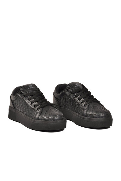 WALKWAY Men's Lace-Up Thick Sole Sports Shoes Black Stylish Comfortable Casual Shoes Sneaker 26201