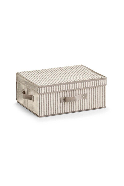 zeller Cutie textilă cu capac 38 x 29 x 16.5 cm, bej, cu dungi