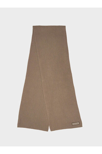Calvin Klein Women's Beige Scarf with Brand Logo, Suitable for Daily Use