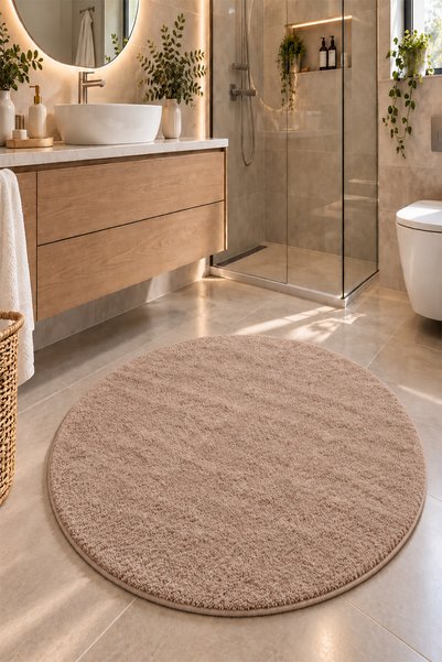 Raschel Carpet Vizon Peluş Yıkanabilir Yumuşak Kaymaz Taban Su Emer Yuvarlak ...