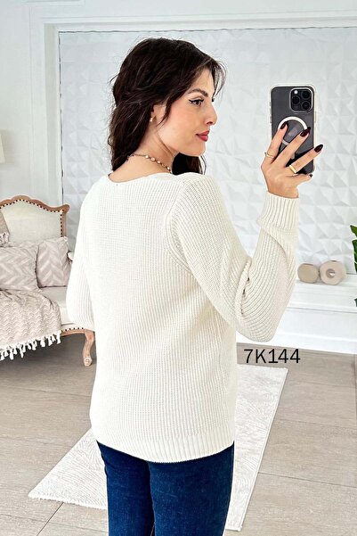 İnce Topuk V-Neck Knitwear Blouse 7K144