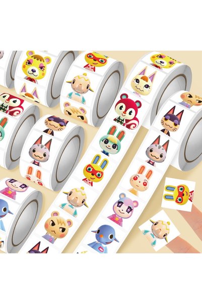 Choice لفة واحدة تحتوي على 500 ملصق من لعبة Animal Crossing: New Horizons، مل...