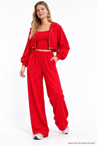 Serpirella Butik Hooded 3-Piece Modal Set Red
