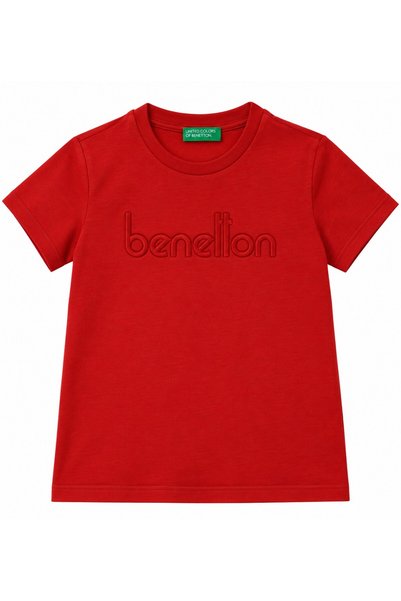 United Colors of Benetton Boy's Embossed Logo T-Shirt Oranj