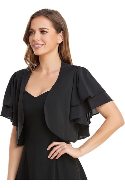 Generic Women Short Sleeve Shrug Cropped Bolero Open Front Chiffon Cardigan f...