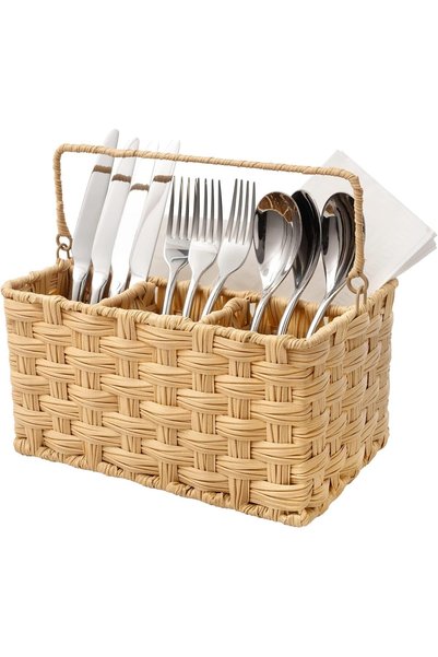 Generic Wicker Utensil Caddy, Utensils Holder Buffet Caddy, Spoon Cutlery Hol...