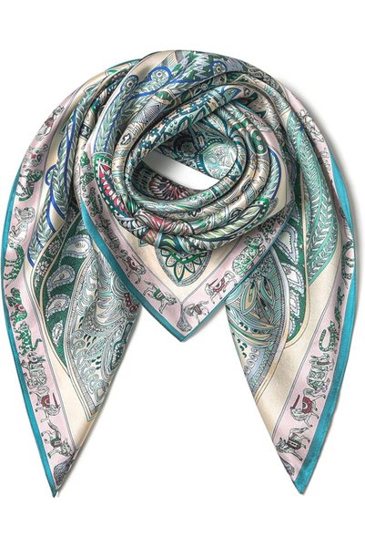 GENERAL SHIROUYU 100% Pure Mulberry Silk Scarf 35" Large Square Lightweight H...