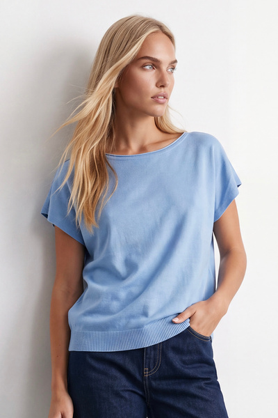 Trend Alaçatı Stili Women's blue crew neck sleeveless knit blouse alc-x15656