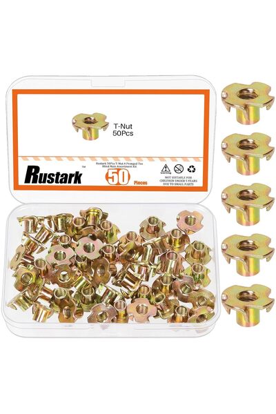 Generic 50 قطعة M6x10mm صواميل تي (T Nut) معدنية مطلية بالزنك الأصفر، طقم تشك...